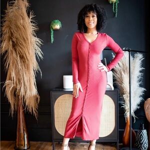 NWT SHEIN sexy Ribbed button- down Cardigan Dress Pink size XL